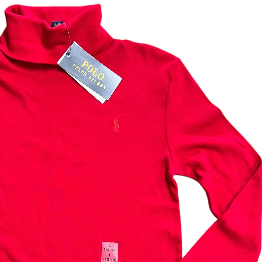 Polo Ralph Lauren Kids Red‎ Long Sleeve Turtleneck Shirt Size L 12-14 New